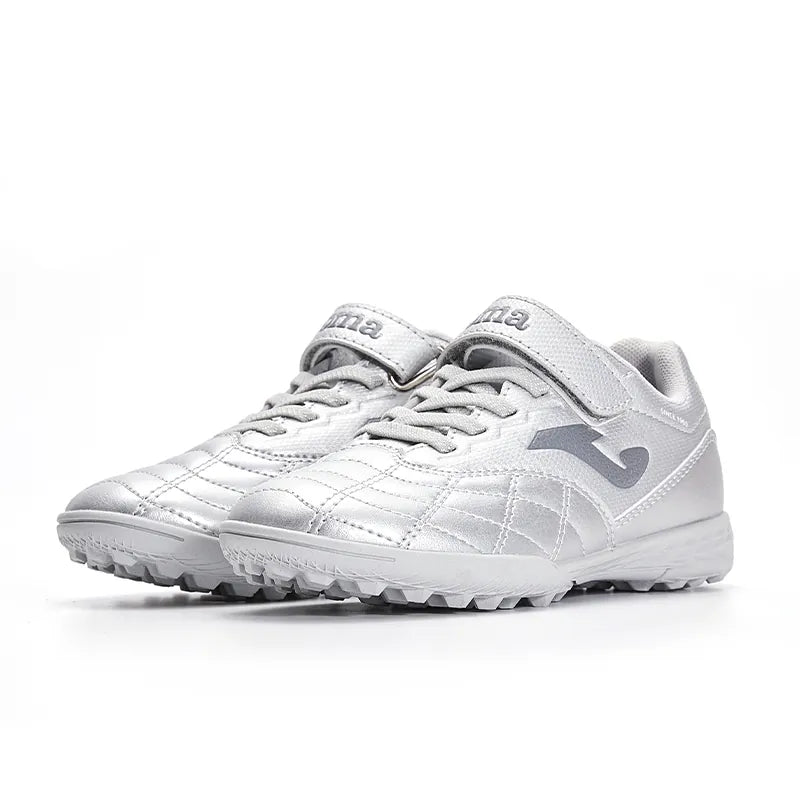 兒童碎釘魔鬼氈足球鞋 LIGA T1 TF【銀】