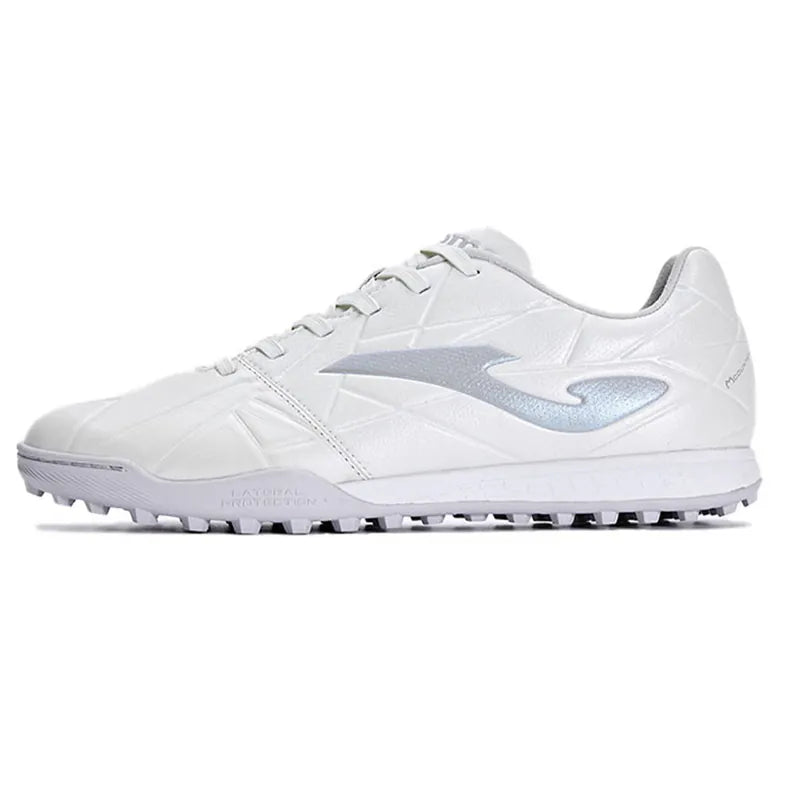 Men's Kangaroo Leather Football Shoes TF EDGE Series [White/Silver