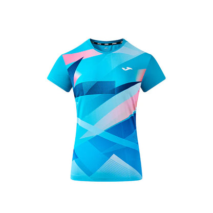 男女同款網羽毛球比賽短袖運動上衣【藍/白】