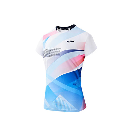 男女同款網羽毛球比賽短袖運動上衣【藍/白】