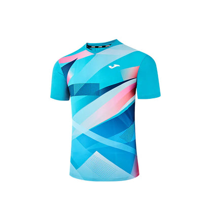 Unisex Badminton Short-Sleeved Sports Top [Blue/White]