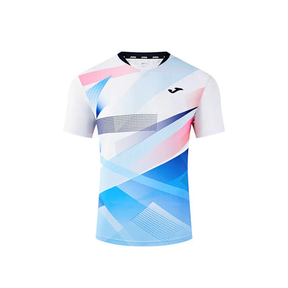 Unisex Badminton Short-Sleeved Sports Top [Blue/White]