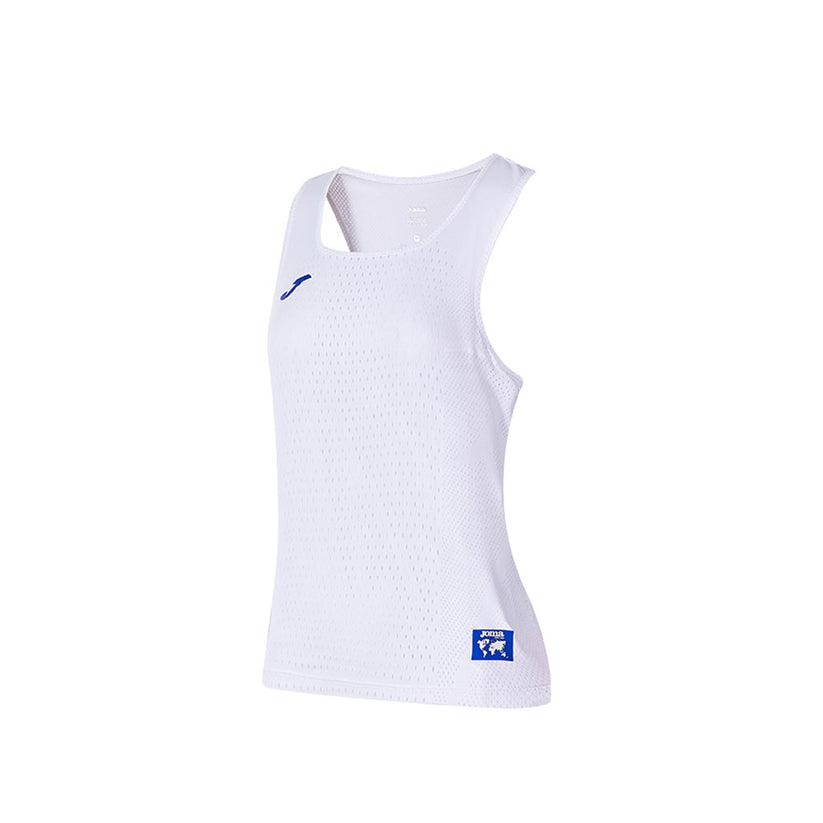 女款馬拉松跑步背心【白/藍】