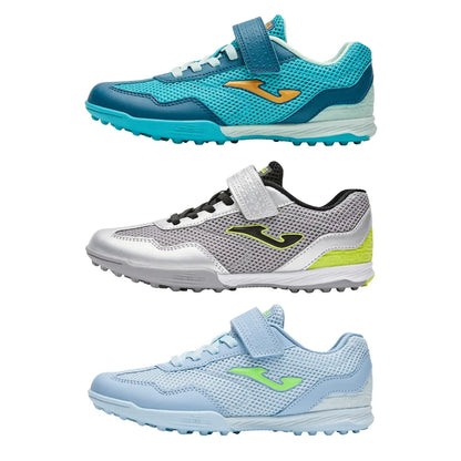 Children's TFARMOR football shoes with broken nails and Velcro [red and white/grass green/blue and yellow]