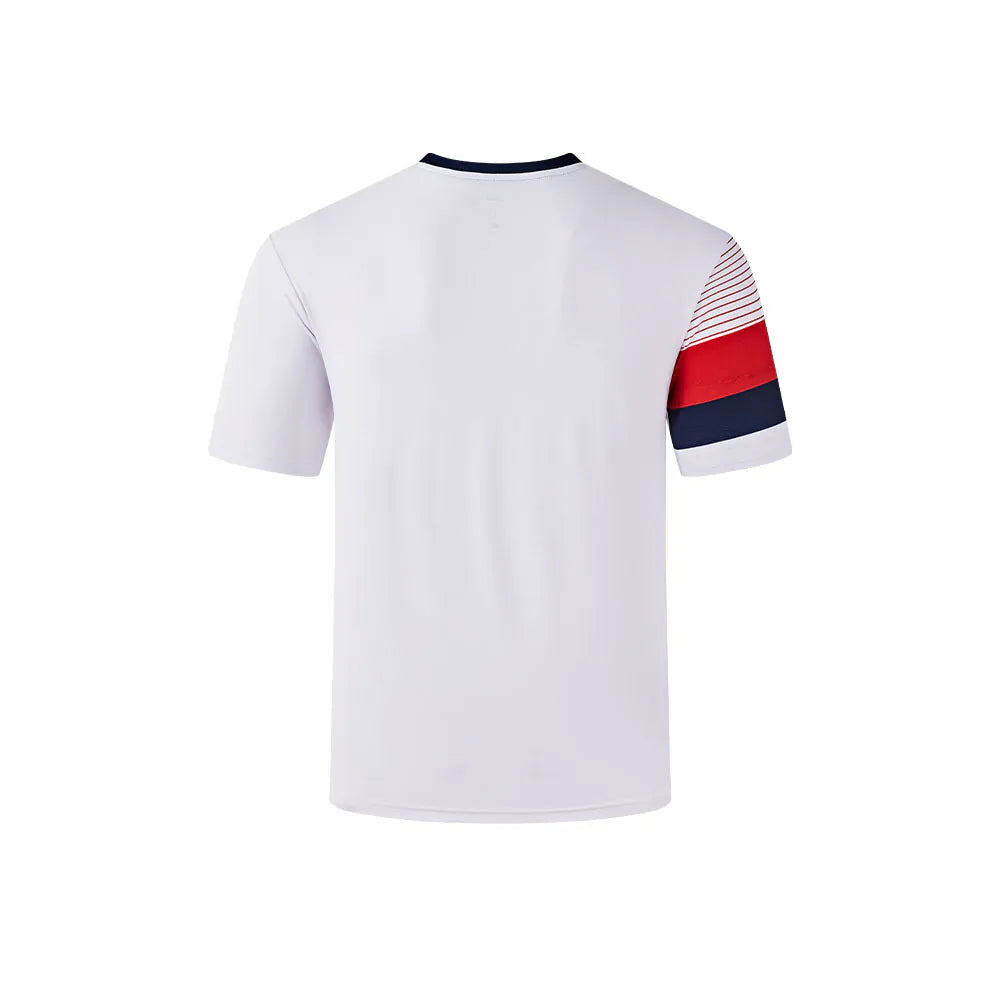 MEN'S TENNIS & BADMINTON SHORT SLEEVE T SHIRT ~ GLORYA SERIES [red blue/white red blue]