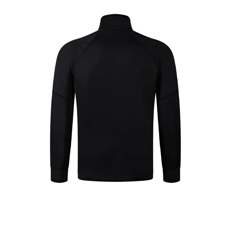 Knitted long-sleeved zipper shirt [black/burgundy]