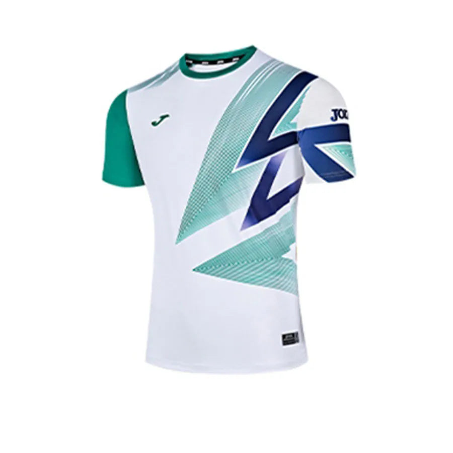 Women's Short Sleeve T-Shirt ~ CHROMA SERIES (Tennis/Badminton) [white green/navy blue/sky blue]