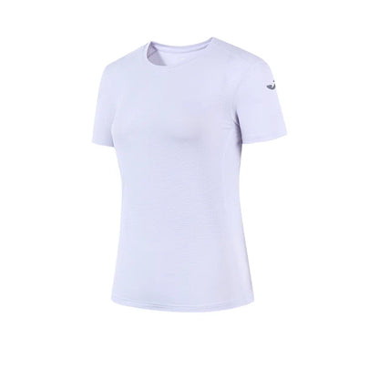 Women's sports short-sleeved T-shirt [pink purple/sky blue/white]