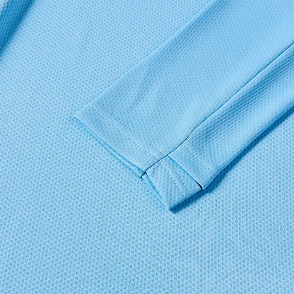 Adult long-sleeved training T-shirt [sky blue/dark green/grey]