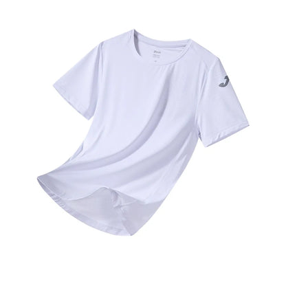Women's sports short-sleeved T-shirt [pink purple/sky blue/white]