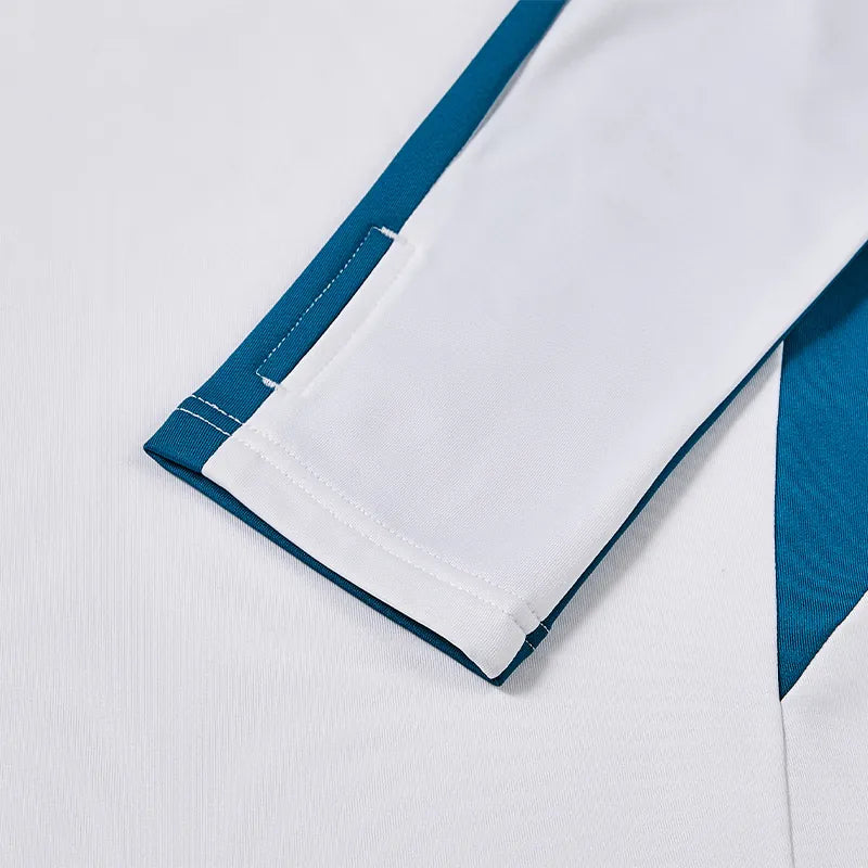 Bottle collar long-sleeved training shirt [white/black/dark blue/red/sky blue]