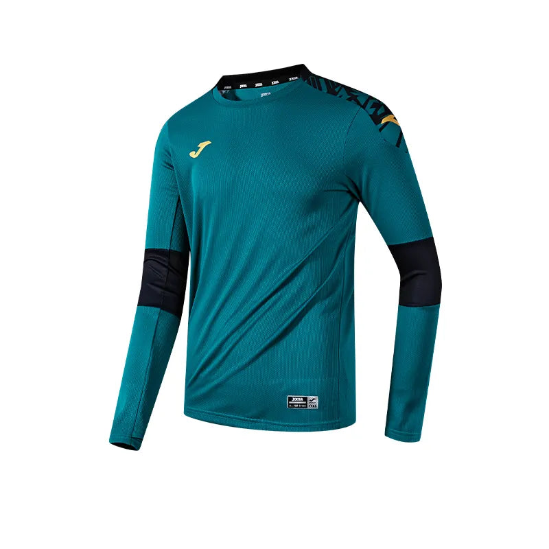 Adult long-sleeved training T-shirt [sky blue/dark green/grey]