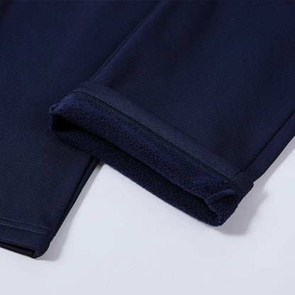 Men's autumn and winter knitted fleece trousers [black/navy blue]