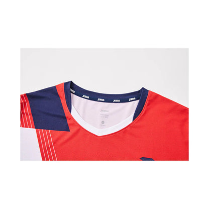 MEN'S TENNIS & BADMINTON SHORT SLEEVE T SHIRT ~ GLORYA SERIES [red blue/white red blue]