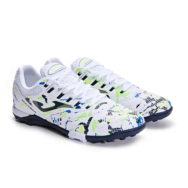 Men's Football Shoes TF MAXIMAs [White&Colorful/Dark blue&Colorful blue]