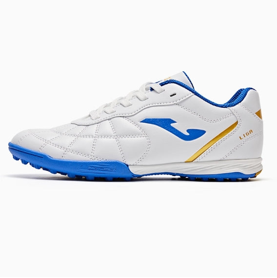 Kids' LIGA 4.0 TF soccer cleats with studs [White/Blue/Red Gold/Light Blue/Blue]