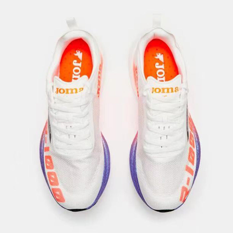 R-1000 Professional Running Shoes with Full-Length Carbon Fiber Plate [White &amp; Orange]