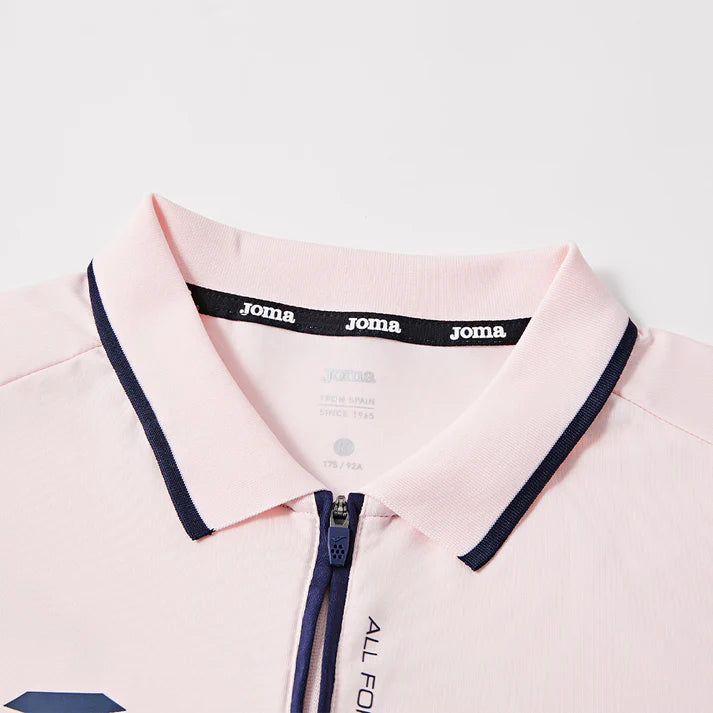 Men's Short-sleeved Polo Shirt [Pink/Bean Paste Green]