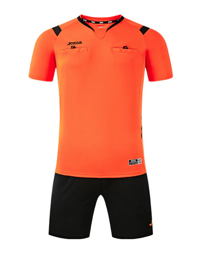 男款短袖足球裁判服套裝【橙/黑/螢光綠】