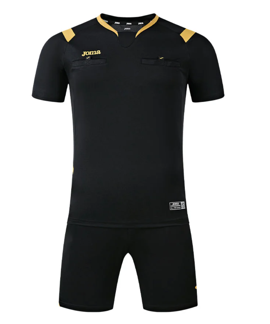 男款短袖足球裁判服套裝【橙/黑/螢光綠】