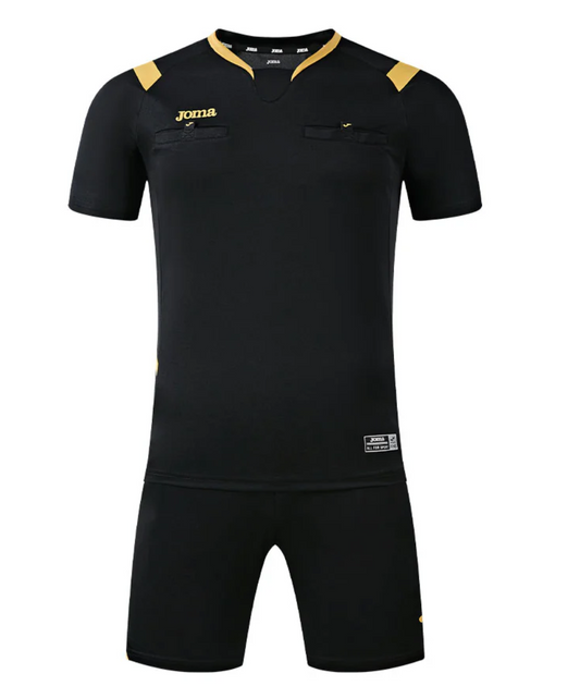 男款短袖足球裁判服套裝【橙/黑/螢光綠】