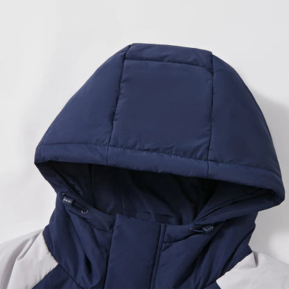 成人連帽中長款鋪棉外套~獵鷹II【黑/白/藏青/寶藍】