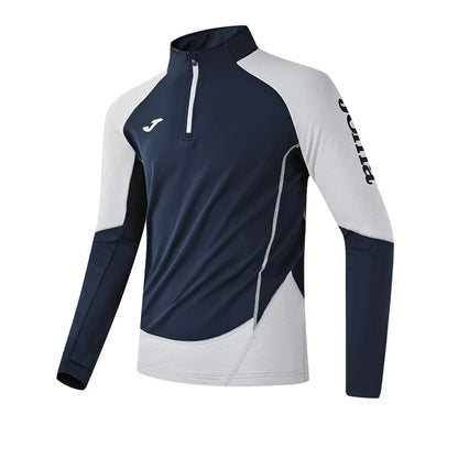 男款加絨半拉鍊長袖上衣 【白/天藍/藏青】