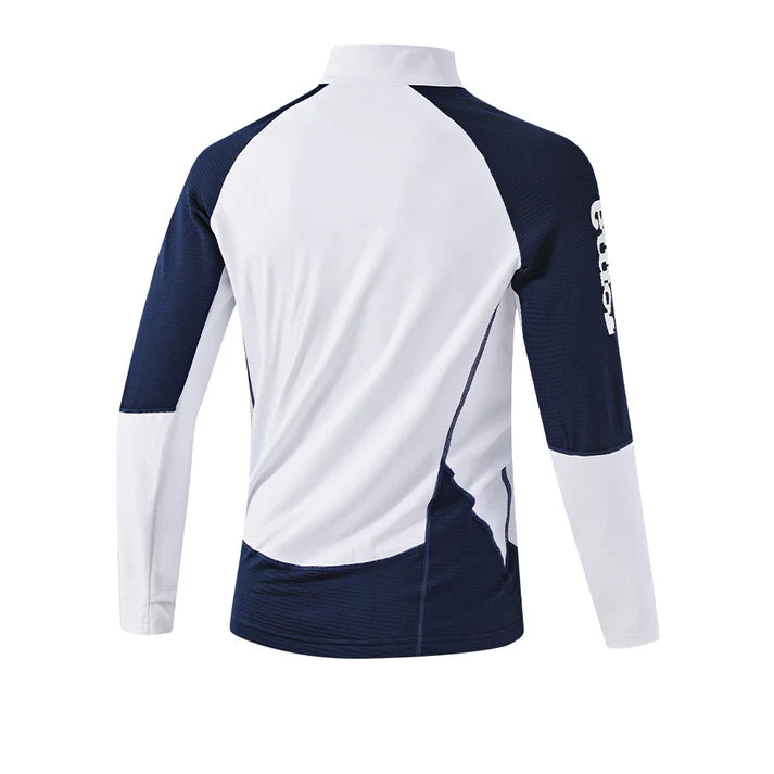 男款加絨半拉鍊長袖上衣 【白/天藍/藏青】