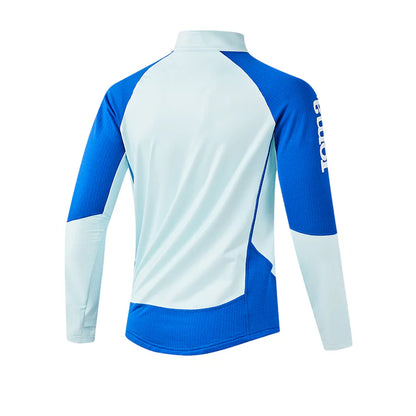 男款加絨半拉鍊長袖上衣 【白/天藍/藏青】