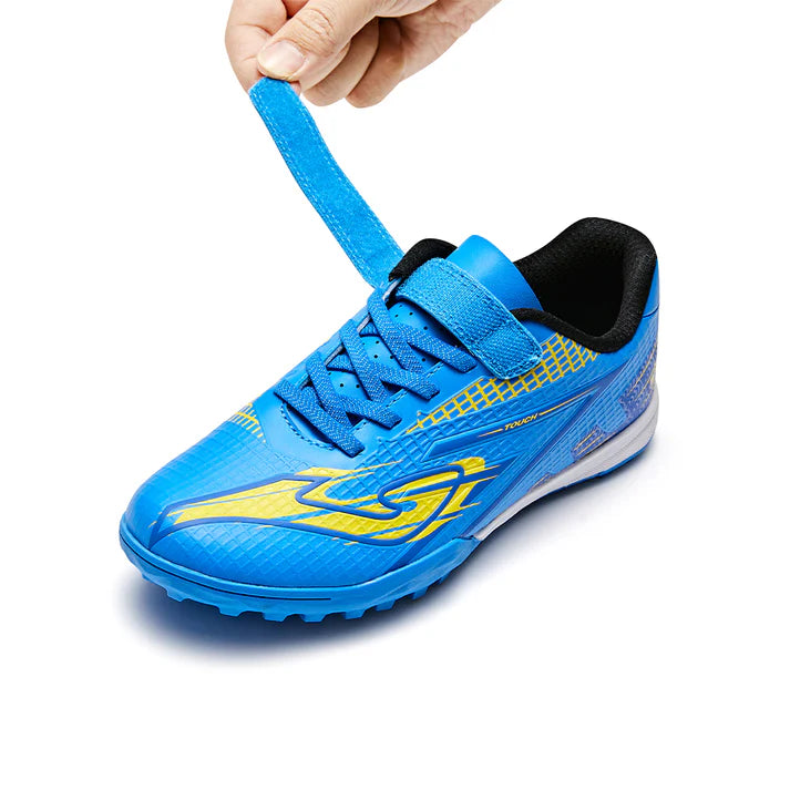 Children's TFARMOR football shoes with broken nails and Velcro [red and white/grass green/blue and yellow]