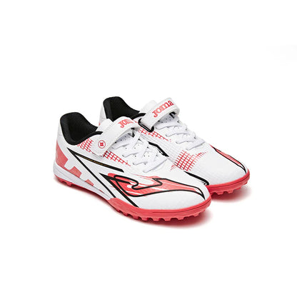 Children's TFARMOR football shoes with broken nails and Velcro [red and white/grass green/blue and yellow]