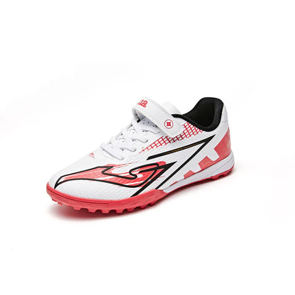 Children's TFARMOR football shoes with broken nails and Velcro [red and white/grass green/blue and yellow]