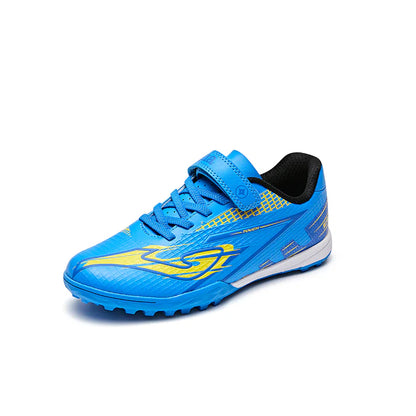 Children's TFARMOR football shoes with broken nails and Velcro [red and white/grass green/blue and yellow]