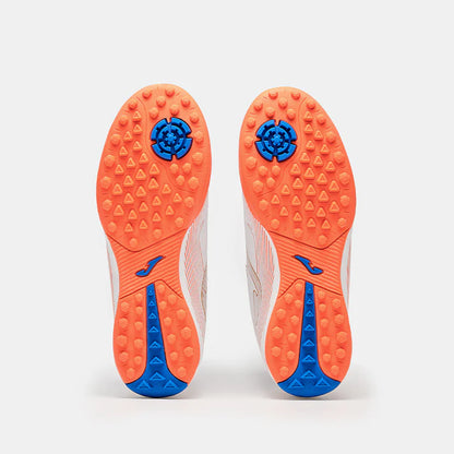 Kids' Velcro-studded Soccer Shoes, Armor 3.0 TF [White/Orange/Silver/Green]