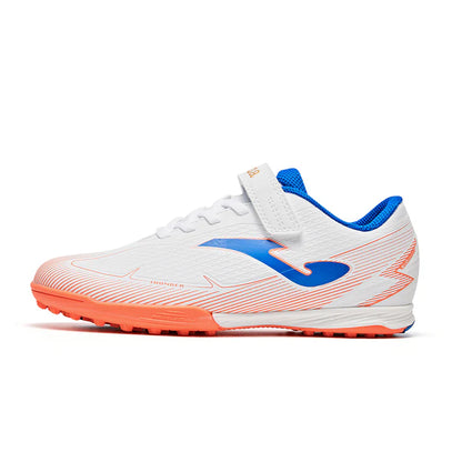 Kids' Velcro-studded Soccer Shoes, Armor 3.0 TF [White/Orange/Silver/Green]