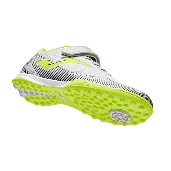 Kids' Velcro-studded Soccer Shoes, Armor 3.0 TF [White/Orange/Silver/Green]