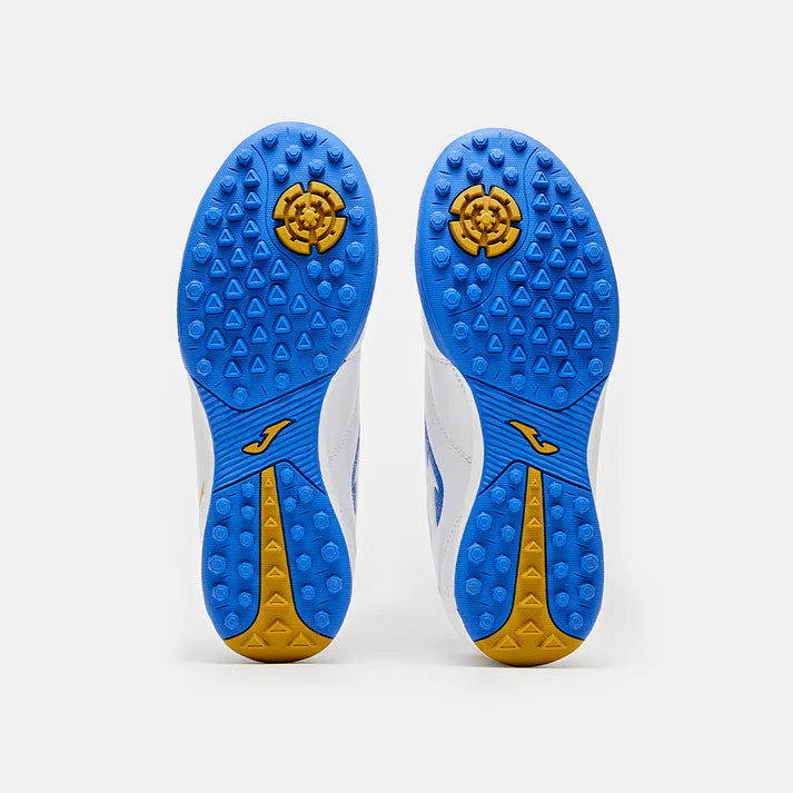 Kids' LIGA 4.0 TF soccer cleats with studs [White/Blue/Red Gold/Light Blue/Blue]
