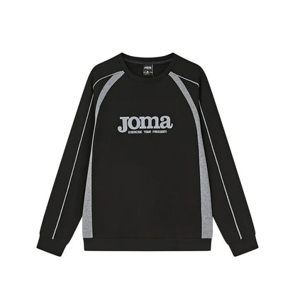 成人長袖圓領拼接大學T【黑/卡其】