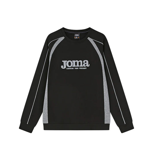 成人長袖圓領拼接大學T【黑/卡其】