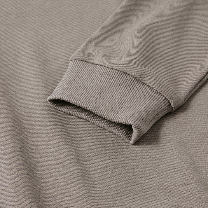 成人長袖圓領拼接大學T【黑/卡其】