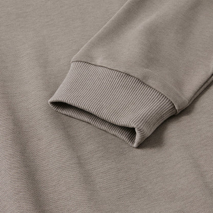 成人長袖圓領拼接大學T【黑/卡其】