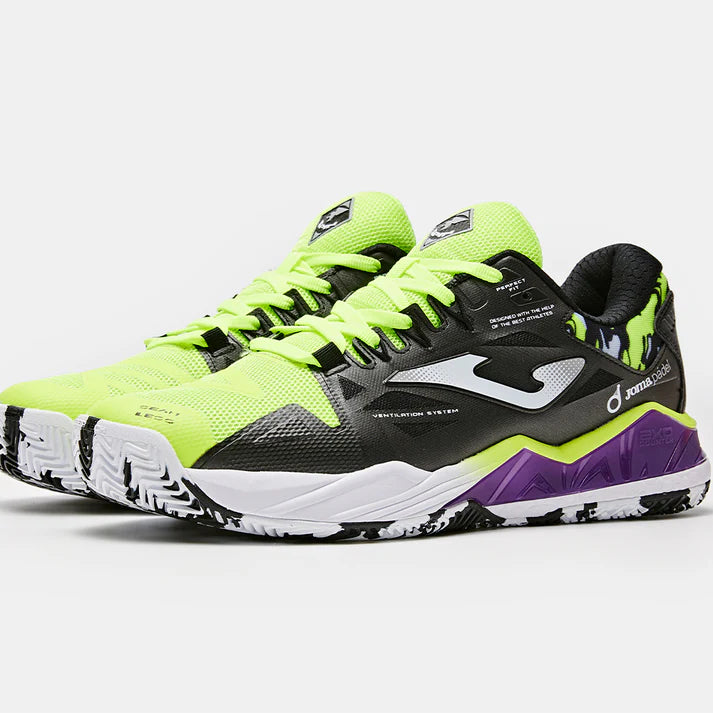 Men's Size 25 New Professional Padel Sneakers ~SPIN [Black &amp; Green]