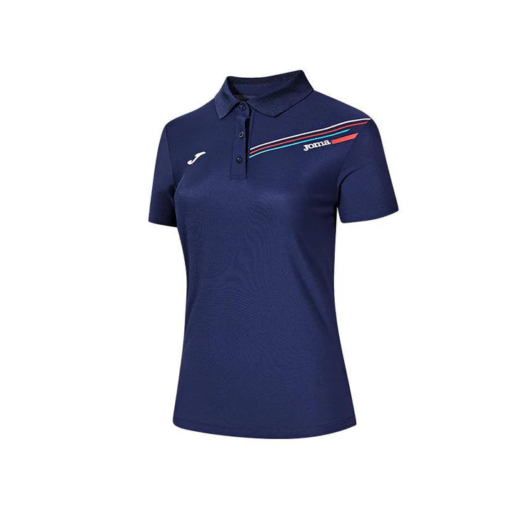 Men's and women's same style mesh feather short-sleeved POLO shirt [navy blue/white]