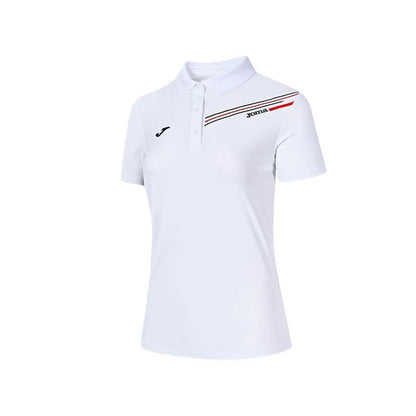 Men's and women's same style mesh feather short-sleeved POLO shirt [navy blue/white]