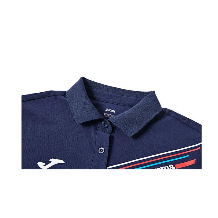 Men's and women's same style mesh feather short-sleeved POLO shirt [navy blue/white]