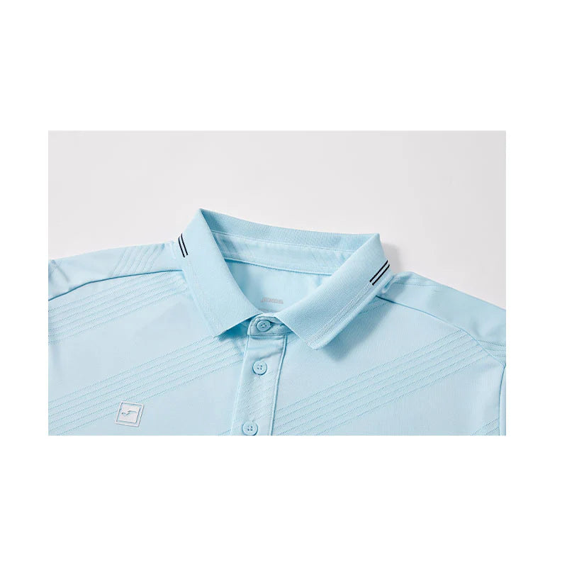 Men's short-sleeved polo shirt [Navy/Sky Blue/White]