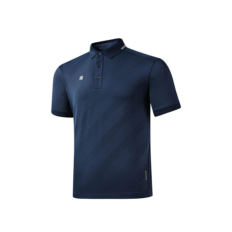 Men's short-sleeved polo shirt [Navy/Sky Blue/White]