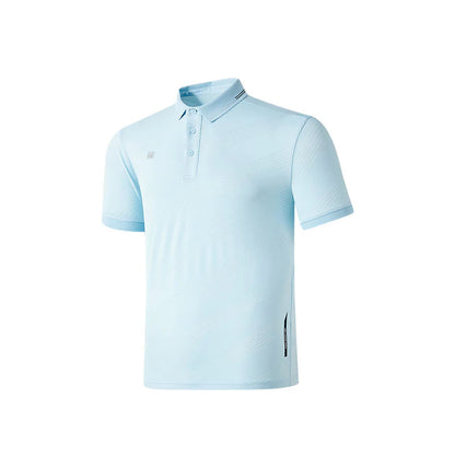 Men's short-sleeved polo shirt [Navy/Sky Blue/White]