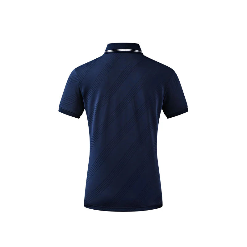 Women's short-sleeved polo shirt [Navy/Sky Blue/White]