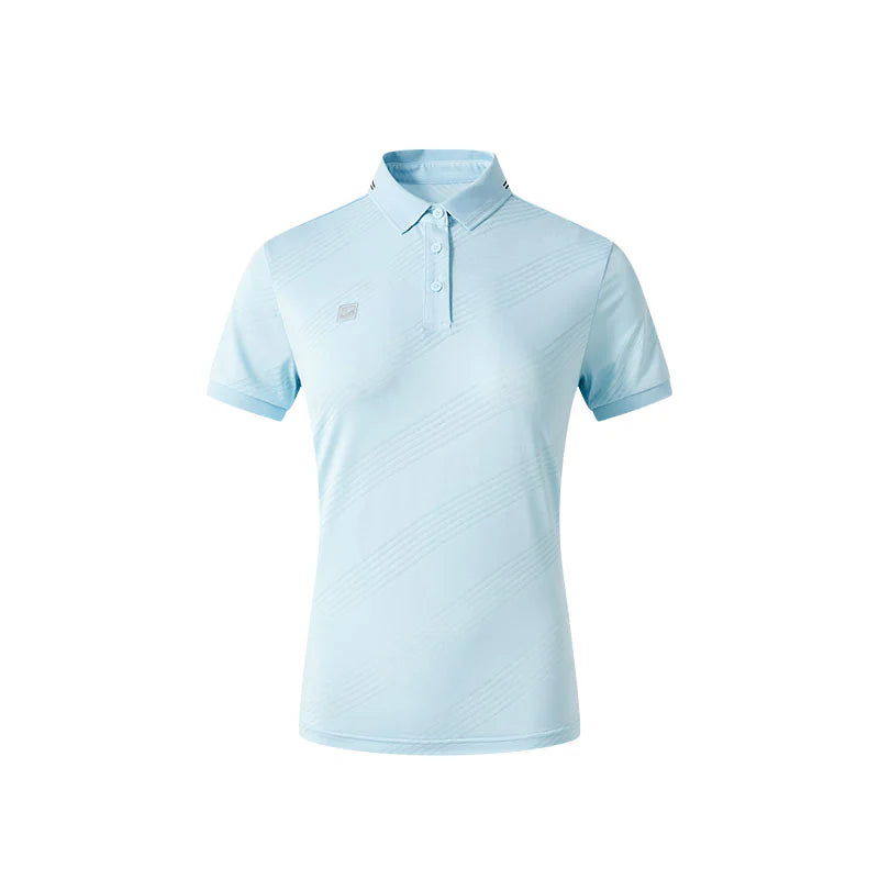 Women's short-sleeved polo shirt [Navy/Sky Blue/White]
